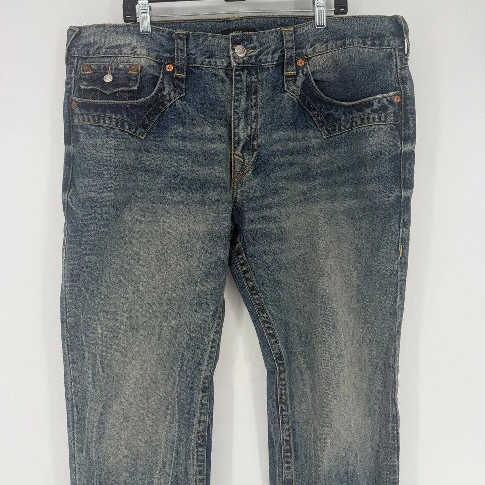 True Religion Billy Relaxed Bootcut Jeans Mens 40 Blue Denim Flap Pocket